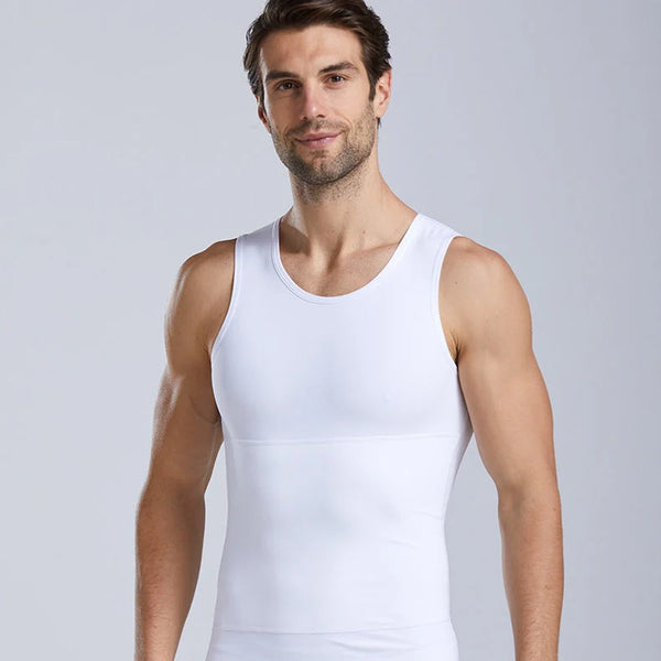 Men's Slimming Tummy Control Chest Undershirt Shapewear！