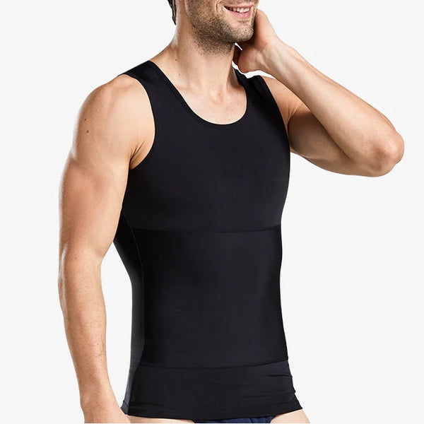 Men's Slimming Tummy Control Chest Undershirt Shapewear！