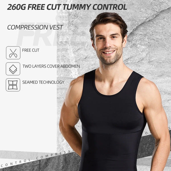 Men's Slimming Tummy Control Chest Undershirt Shapewear！