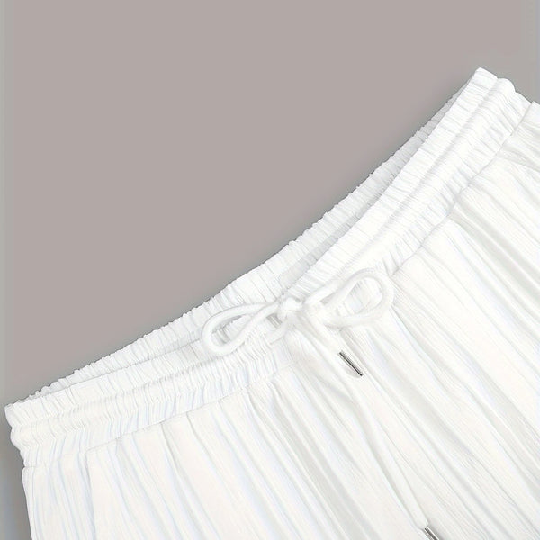 Men's Summer Solid Color Striped 2pcs Set